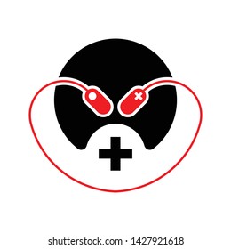 Abstract Gas mask isolated on white background