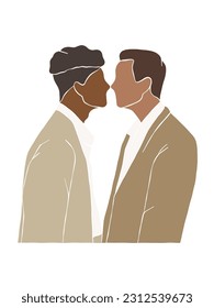 Abstract gay couple illustrations. Vector illustration.