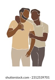 Abstrakte Illustrationen zu homosexuellen Paaren. Vektorgrafik.