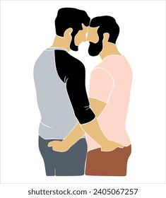 Abstract gay couple illustrations. Vector illustration without artificial intelligence