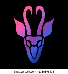 Abstract gazelle symbol in neon colors, design element. Can be used for invitations, greeting cards, scrapbooking, print, labels, emblems, manufacturing. Animal theme