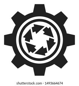 Abstract gear and arrows icon. Workflow business concept illustration.