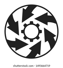 Abstract gear and arrows icon. Workflow business concept illustration.