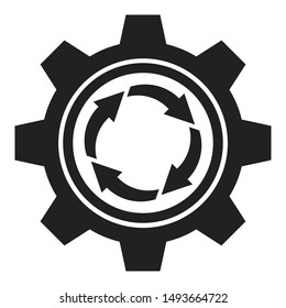 Abstract gear and arrows icon. Workflow business concept illustration.