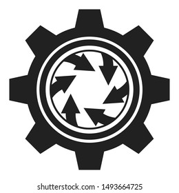 Abstract gear and arrows icon. Workflow business concept illustration.