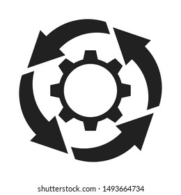 Abstract gear and arrows icon. Workflow business concept illustration.