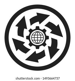 Abstract gear and arrows icon. Workflow business concept illustration.