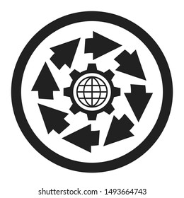 Abstract gear and arrows icon. Workflow business concept illustration.