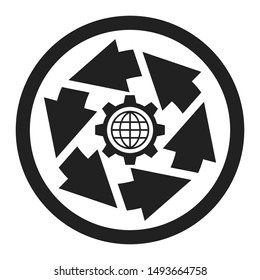 Abstract gear and arrows icon. Workflow business concept illustration.