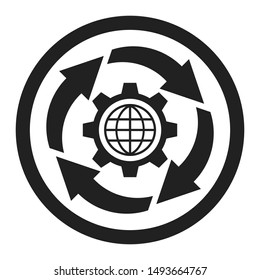 Abstract gear and arrows icon. Workflow business concept illustration.
