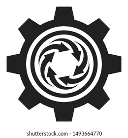 Abstract gear and arrows icon. Workflow business concept illustration.