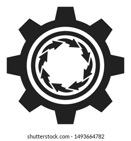 Abstract gear and arrows icon. Workflow business concept illustration.