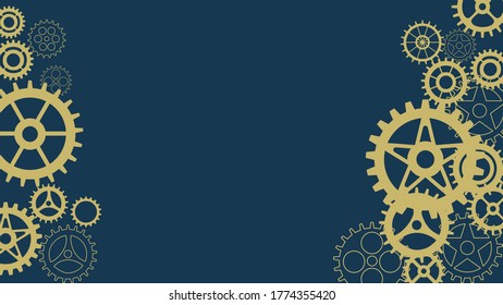 Abstract gear background with geometric gear wheels. Space for gear text.Mechanism industrial concept