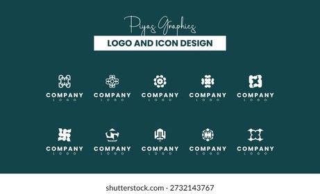 Conjunto de ícones abstratos do logotipo de construção de engrenagens
