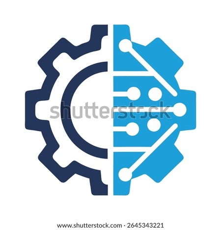 Abstract Gear Cogwheel Split Design Blue Dark Blue Technology Circuit Board Innovation Concept