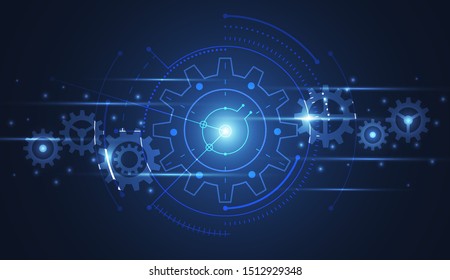 Abstract gear connecting technology of science  design background. Futuristic interface with geometric shapes. Vector illustration
