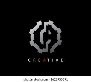 Abstract Gear Initial Letter C Technology logo icon vector design concept.
