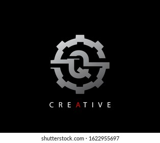 Abstract Gear Initial Letter Q Technology logo icon vector design concept.