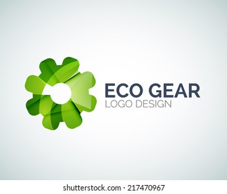 Abstract gear logo design made of color pieces - various geometric shapes