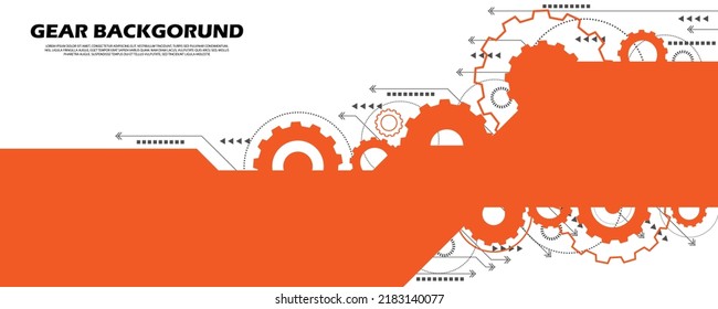 abstract gear pattern technology futuristic digital lines and dots connect orange background EP.2.hi-tech communication concept innovation vector illustration background 