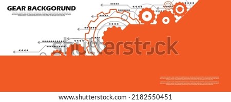 abstract gear pattern technology futuristic digital lines and dots connect orange background EP.1.hi-tech communication concept innovation vector illustration background 