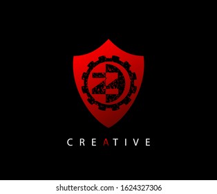Abstract Gear Shield Initial Letter Z logo icon vector design concept.