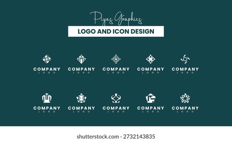 Paquete de iconos de logotipo de estructura de engranaje Abstractas