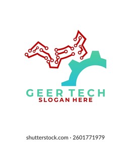 abstract gear tech logo design vector template