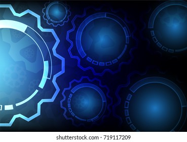 abstract gear technology dark blue tone background vector design 