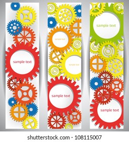 Abstract Gear Web Banners. Eps10 .Image contain transparency and various blending modes