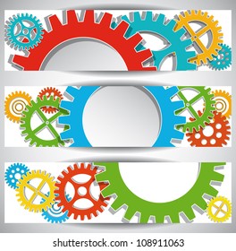 Abstract Gear Web Banners. Eps10 .Image contain transparency and various blending modes