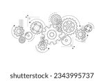 Abstract gear wheel mechanism background. Machine technology. Vector illustration