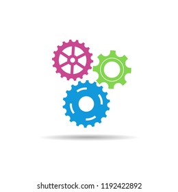 Abstract gear wheel mechanism background. Machine cog technology. Teamwork concept. Vector illustration
