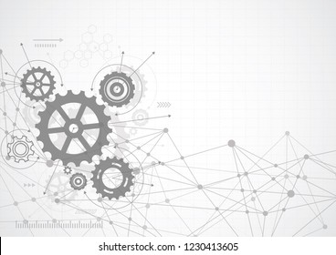 Abstract gear wheel mechanism background. Machine technology. Vector illustration