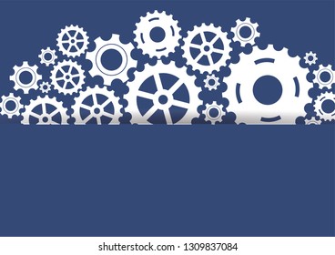 Abstract gear wheel mechanism background. Machine cog technology. Teamwork concept. Vector illustration