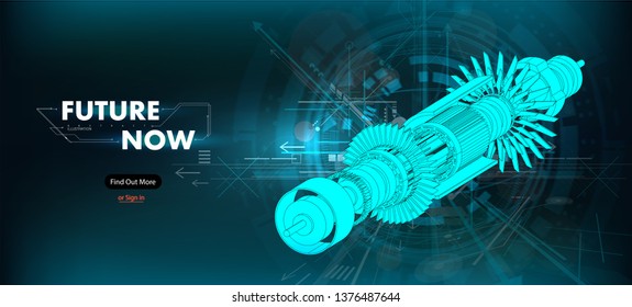 Abstract gear wheel mechanism background. Engineering drawing abstract industrial background with a cogwheels. Futuristic engineering background. 3D isometric vector illustration.