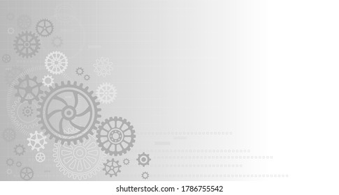 Abstract gear wheel mechanism background. Machine technology. Vector illustration. Space for text