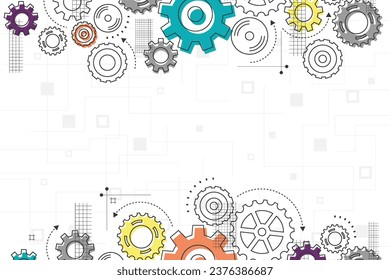 Abstract gear wheel mechanism background. Machine technology. Vector illustration