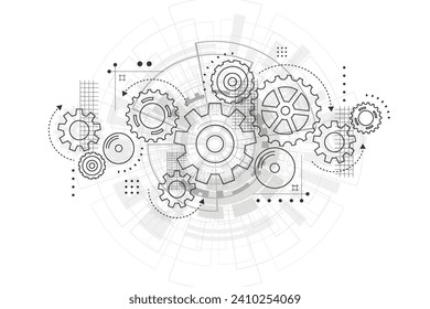 Fondo del mecanismo de la rueda del engranaje abstracto. Tecnología de máquinas. Ilustración del vector