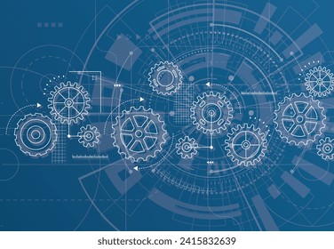 Abstract gear wheel mechanism background. Machine technology. Vector illustration