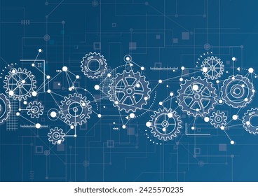 Abstract gear wheel mechanism background. Machine technology. Vector illustration