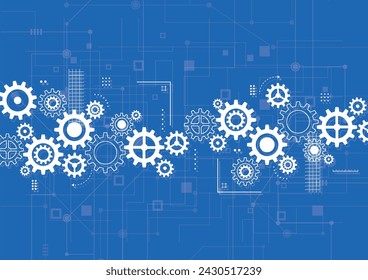 Abstract gear wheel mechanism background. Machine technology. Vector illustration