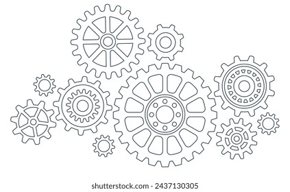 Abstract gear wheel mechanism background. Machine technology. Vector illustration. 