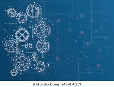 Abstract gear wheel mechanism background. Machine technology. Vector illustration