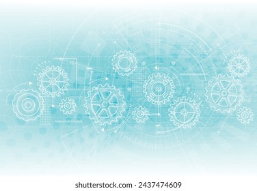 Fondo abstracto del mecanismo de la rueda dentada. Tecnología de máquinas. Ilustración de vector