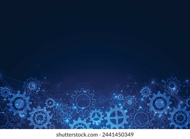 Abstract gear wheel mechanism background. Machine technology. Vector illustration