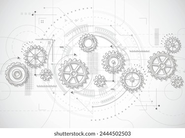 Abstract gear wheel mechanism background. Machine technology. Vector illustration