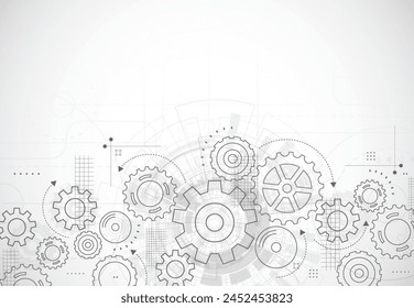 Abstract gear wheel mechanism background. Machine technology. Vector illustration