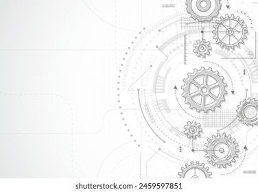 Abstract gear wheel mechanism background. Machine technology. Vector illustration