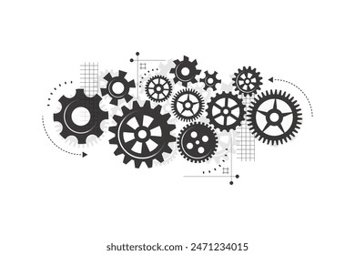 Fondo Abstractas del mecanismo de la rueda dentada. Tecnología de máquinas. Ilustración vectorial